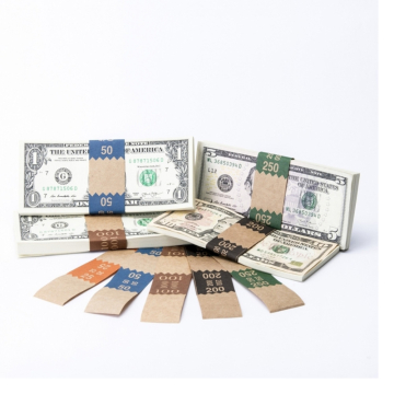 Image of item: Saw Tooth Money Straps in Brown Kraft Paper